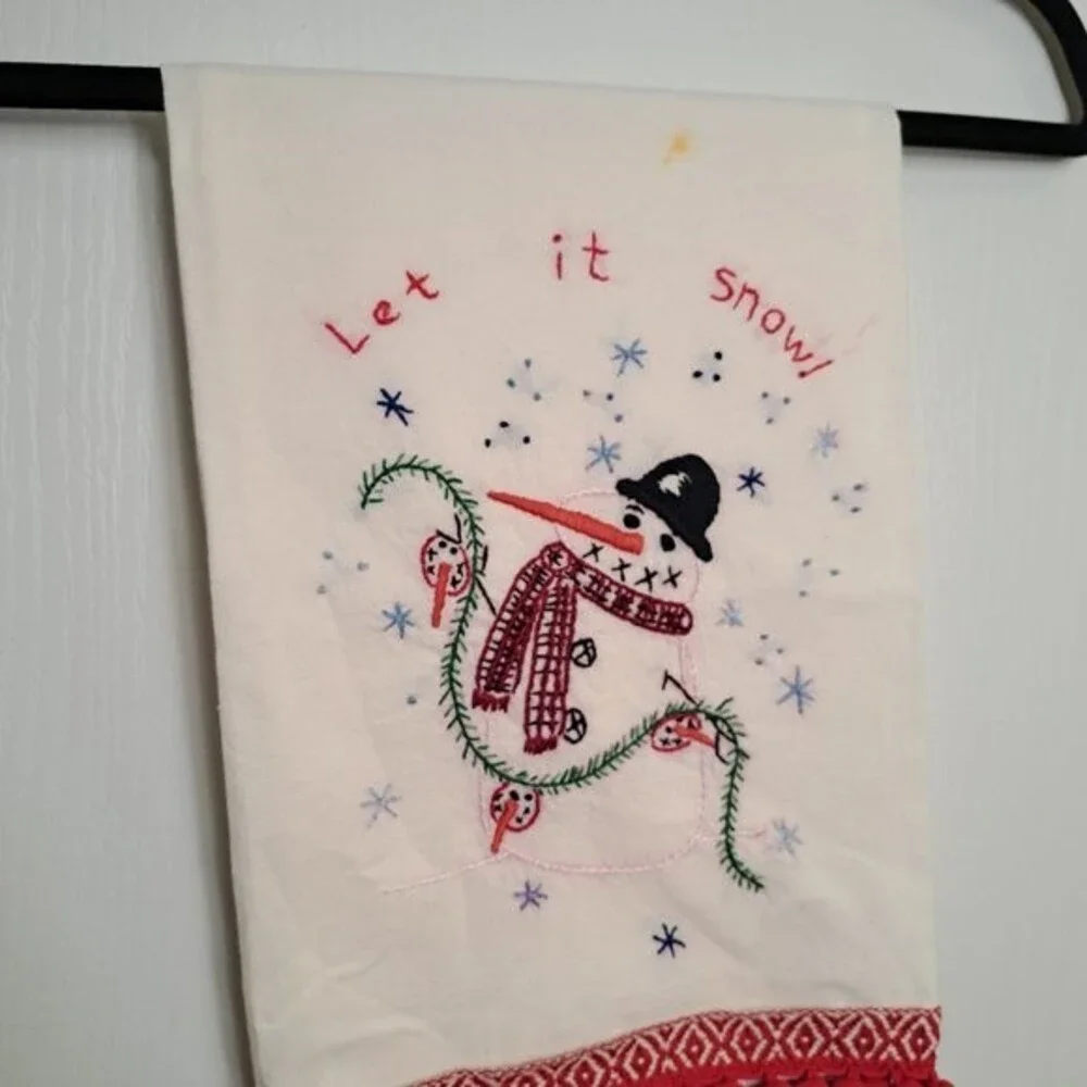Handmade Christmas Snowman Tea Towel